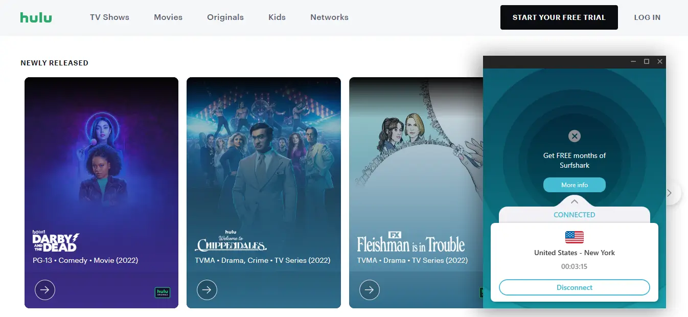 Hulu in portugal with surfshark